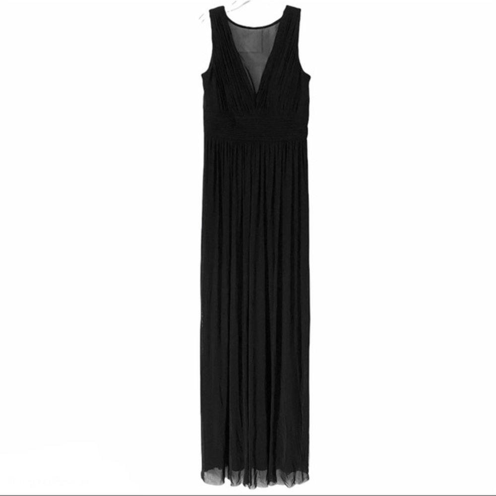 Marina 10 Black Floor Length Formal V-neck Dress